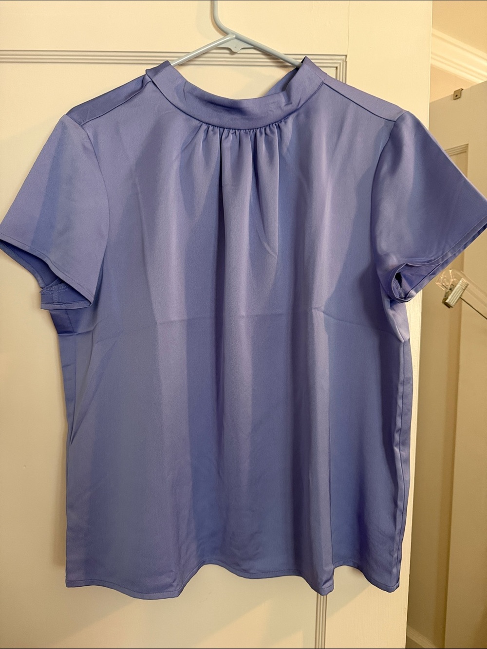J. Crew Periwinkle Short Sleeve Mock Neck Blouse